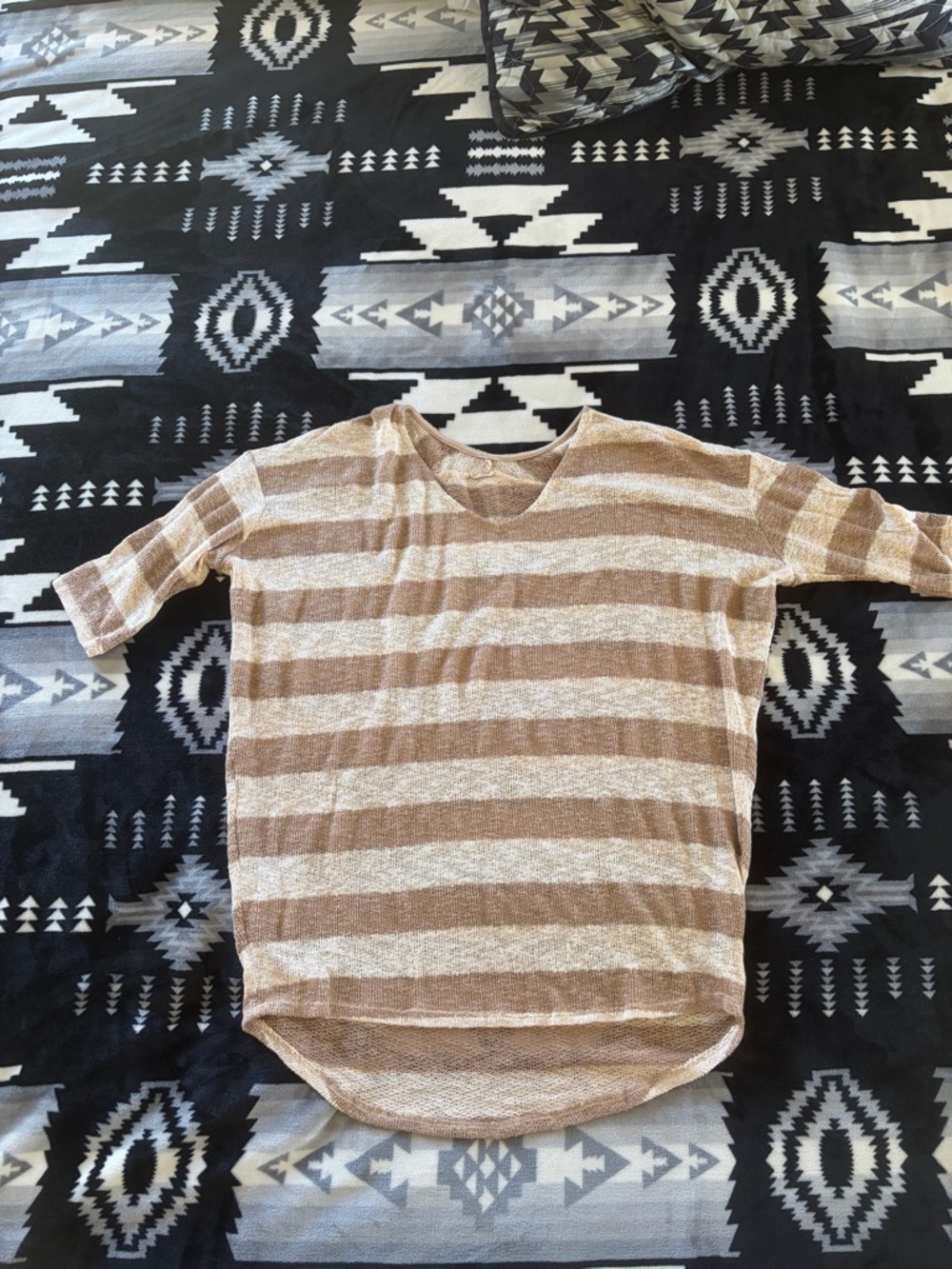 Women’s Striped Short-Sleeve Top - Beige & Cream